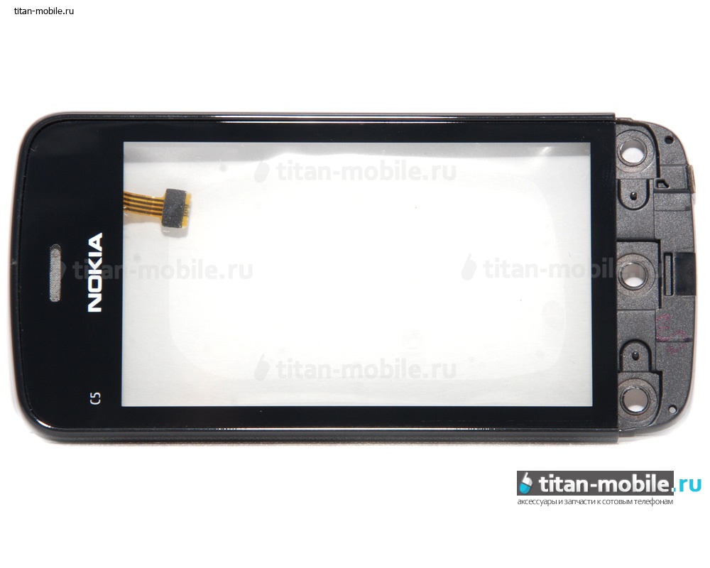 Тач скрин (touch screen) Nokia C5-03 черный в рамке в Титан-мобайл