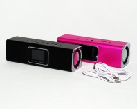 Колонки для сотовых телефонов (JH-MAUK5) pink LCD+USB+microSD+FM+line in