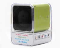 Колонки для сотовых телефонов (JH-MD06) blue/green microSD+miniUSB