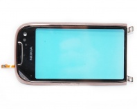 Тач скрин (touch screen) Nokia C7 в рамке (коричневый)