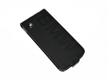 BMW Leather Case for Apple iPhone 5G/5S Flapcase (Debossed BMW Logo) - Black (3700740322055)