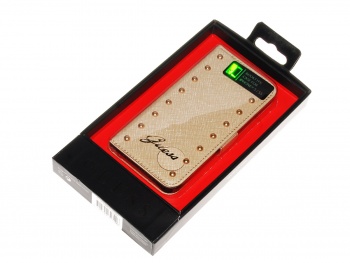 Guess Studded Collection Leather Case for Apple iPhone 5G/5S Book Type - Cream (3700740327296)